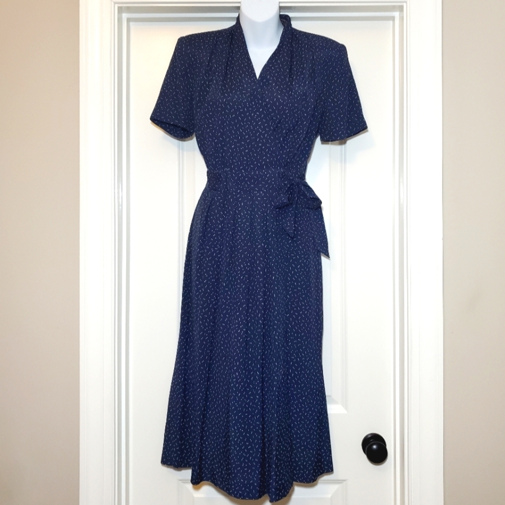 VINTAGE 50s style midi polka dot collared dress